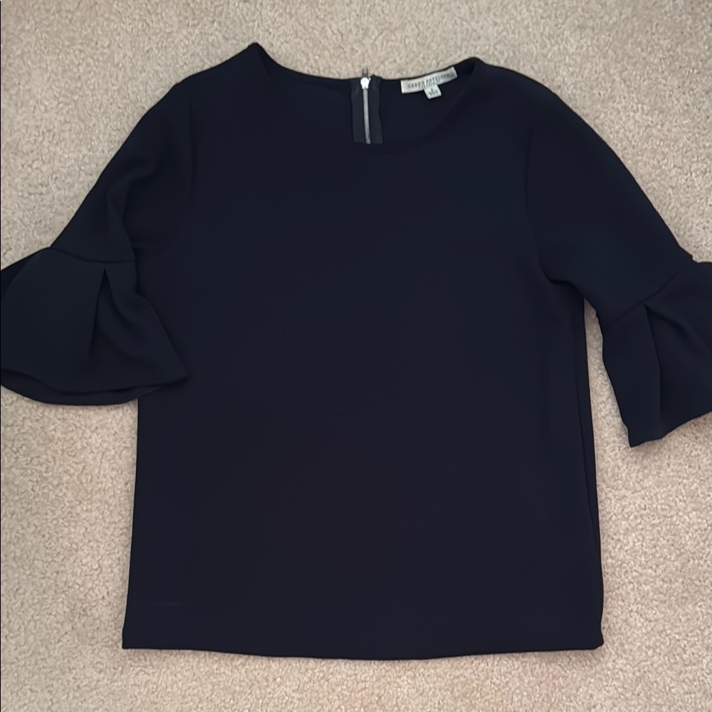 Green Envelope Black Bell Sleeve Blouse